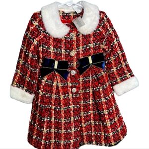 Blueberi Boulevard Girl Red and White Plaid Coat Size 6🔥5$ If You Get Bundle🔥